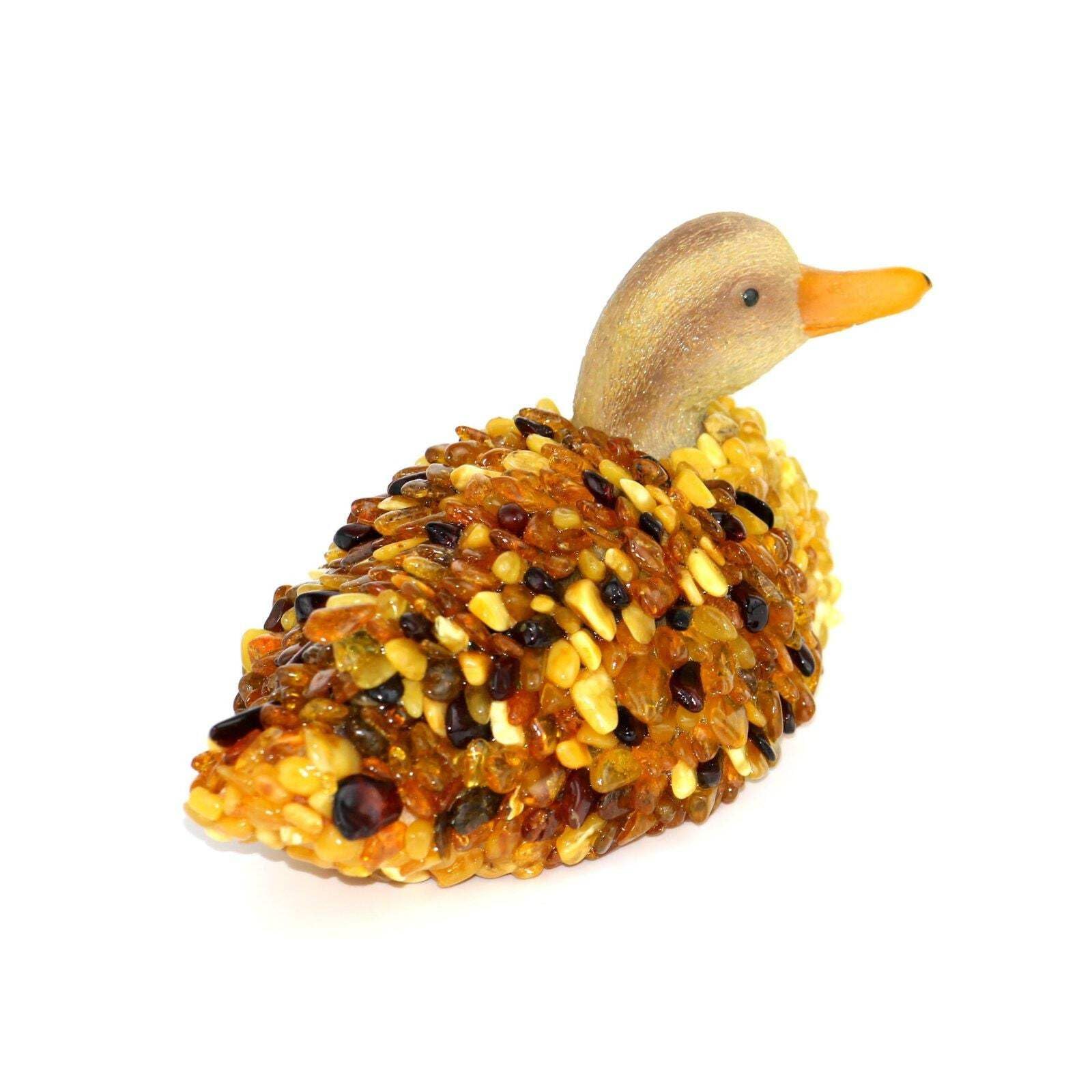 KIZIMA USA Handmade Figurine Souvenir Baltic Amber Duck Handmade Statuette Duck Sculpture Home Decor Souvenir Gift Unique Amber