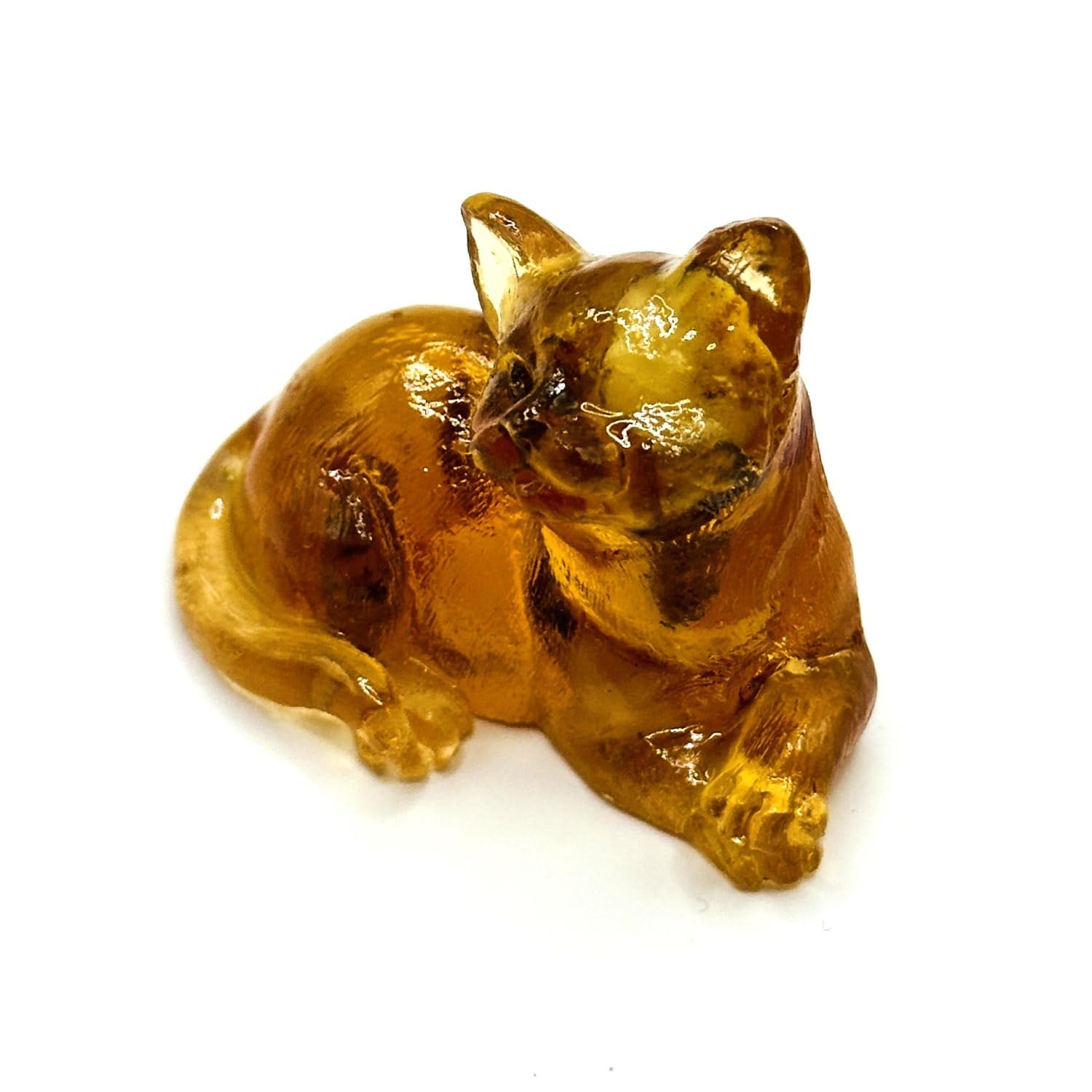 USA Handmade Baltic Amber Cat Figurine, Genuine Amber Home Decor, Decorative Christmas Gift, KIZIMA