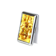USA Handmade Business Card Storage Decorated with Natural Baltic Amber KIZIMA