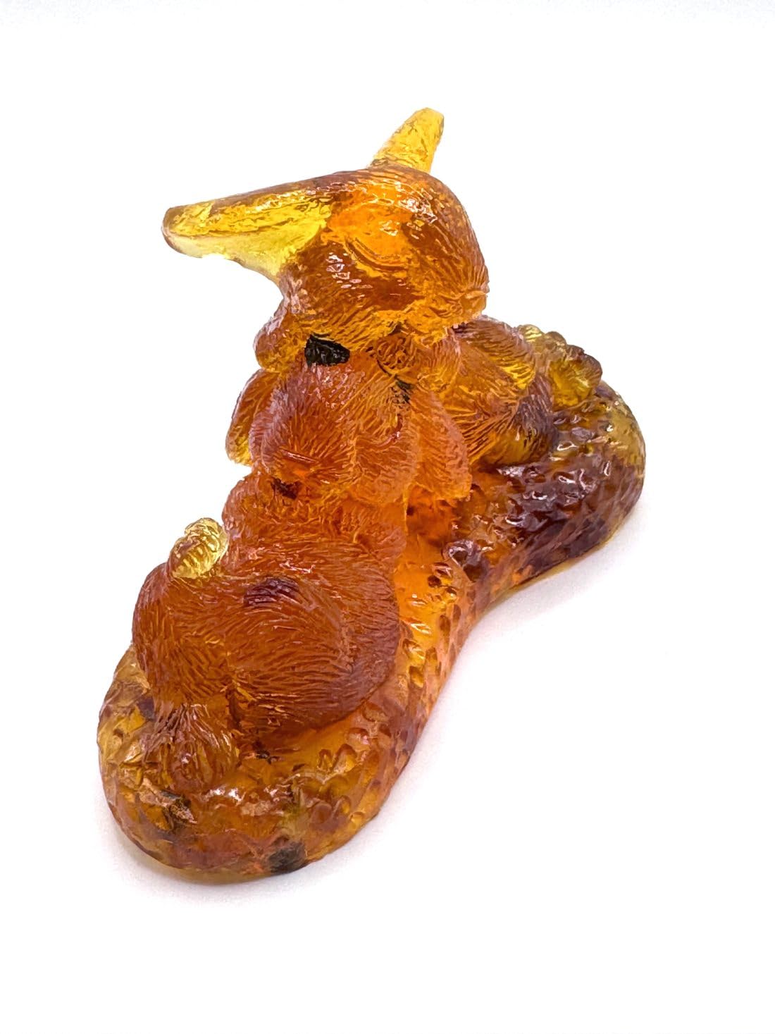 KIZIMA USA Handmade Figurine of Two Rabbits Epoxy Resin Stone of Natural Amber Home Decor Gift Easter