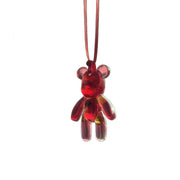 USA KIZIMA Handmade Amber keychain gift for car Bear for Luck and Safety - Red