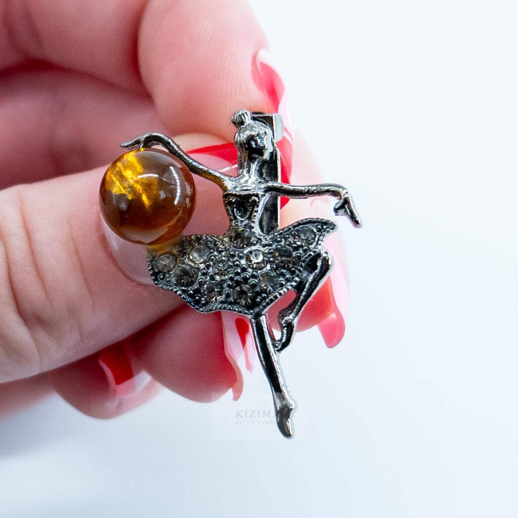 USA Brooch Ballerina HANDMADE Amber Valentine's Day Gift KIZIMA