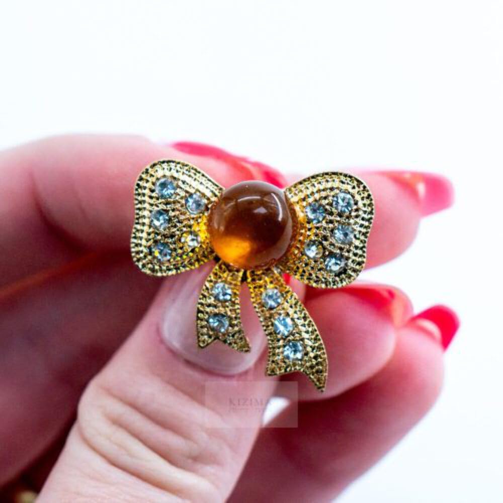 USA HANDMADE bow Brooch Amber Valentine's Day Gift KIZIMA