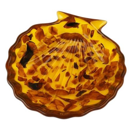 Handmade Plate Decorative Shell with Amber stones Home Decorating gift for Mother's Day