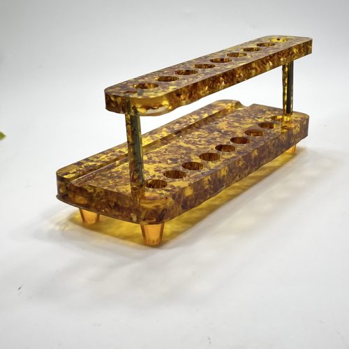 Executive Amber Pen Holder – Handmade Luxury Desk Organizer | 2 Tiers, 9 Slots | Premium Gift for Men & Women