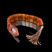 Handmade tasseled Baltic amber rosary by KIZIMA® USA — natural amber prayer beads, side view