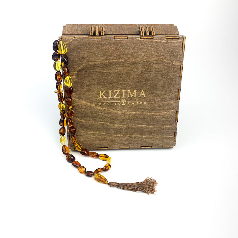 Handmade Muslim Tasbih from Natural Baltic Amber – Islamic Prayer Beads Gift for Him | KIZIMA USA
