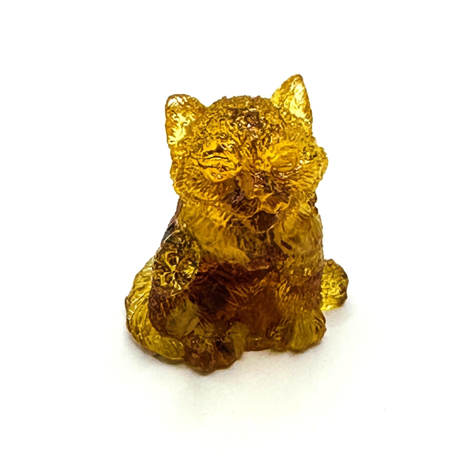 USA Handmade Amber Glass Cat Figurine, Decorative Home Accent, Collectible Cat Sculpture, KIZIMA