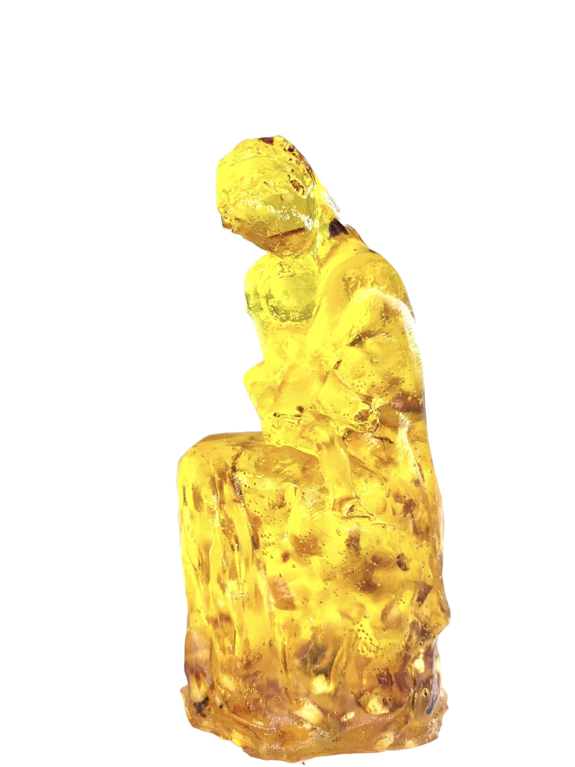 Natural Baltic amber woman and baby figurine gift by KIZIMA® — handmade in USA, front view