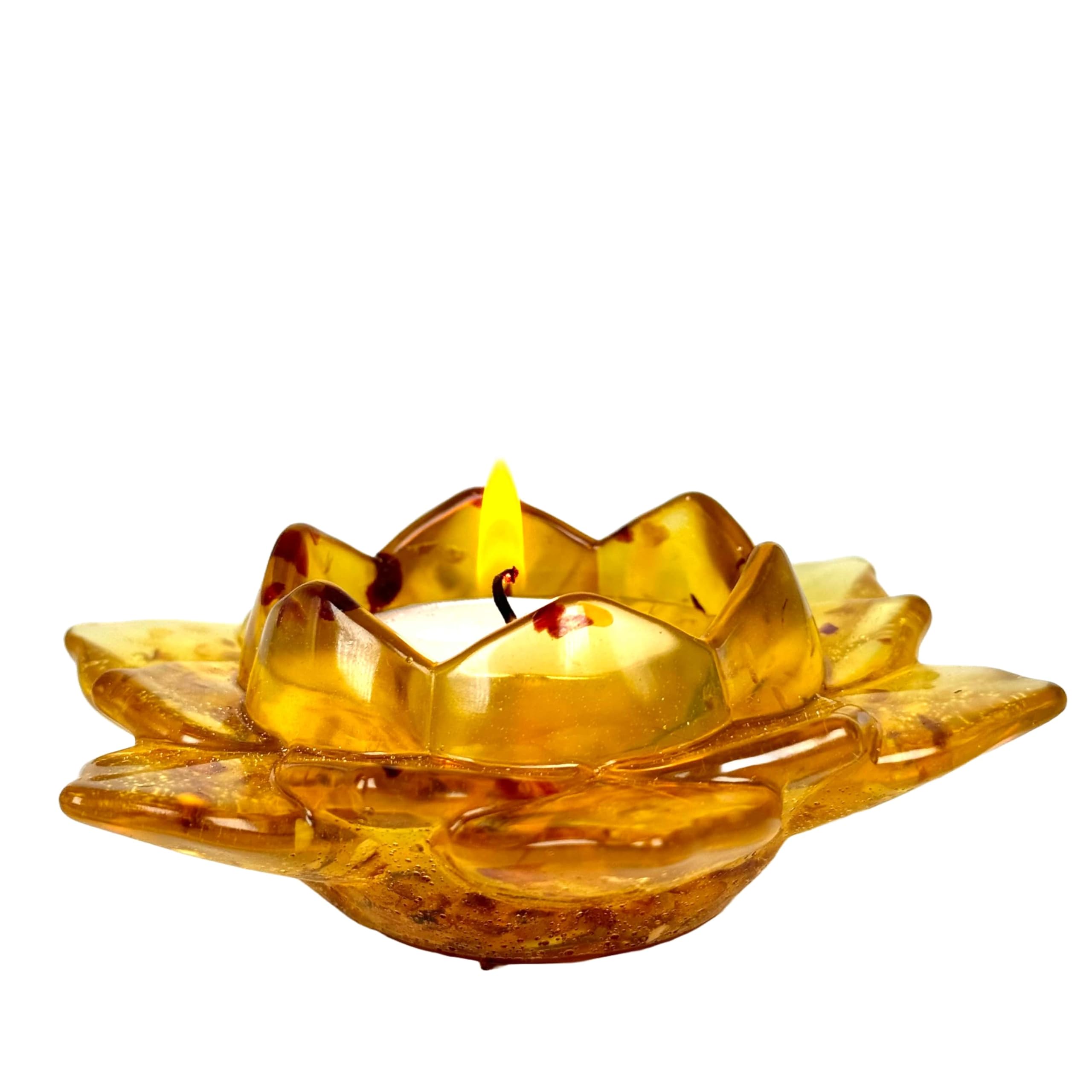 Handmade Flower Lotus Candlestick Baltic Amber Gift
