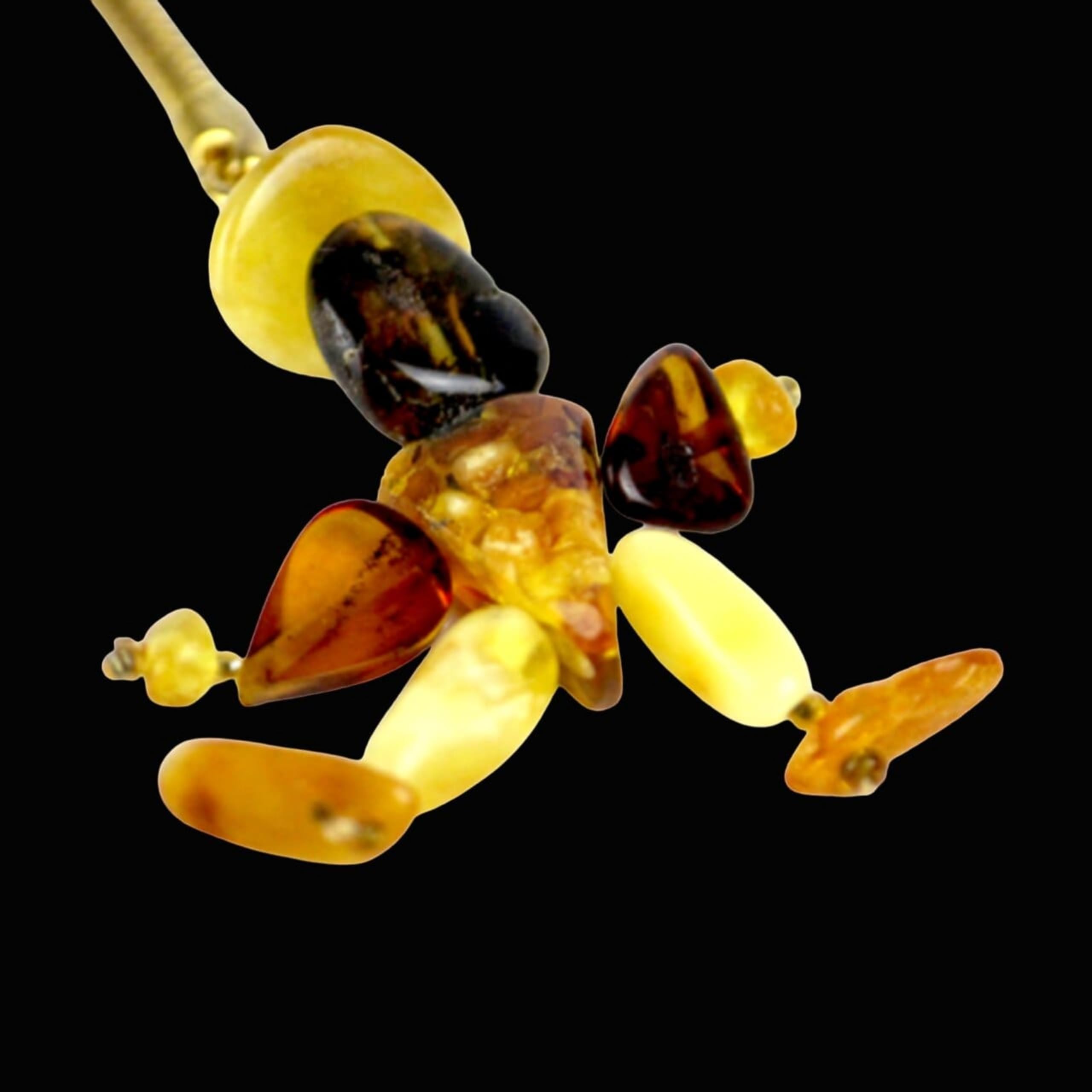 Handmade Amber Keychain – Natural Baltic Amber Man-Shaped Charm – Car Accessory or Gift for Men – Protective Amulet