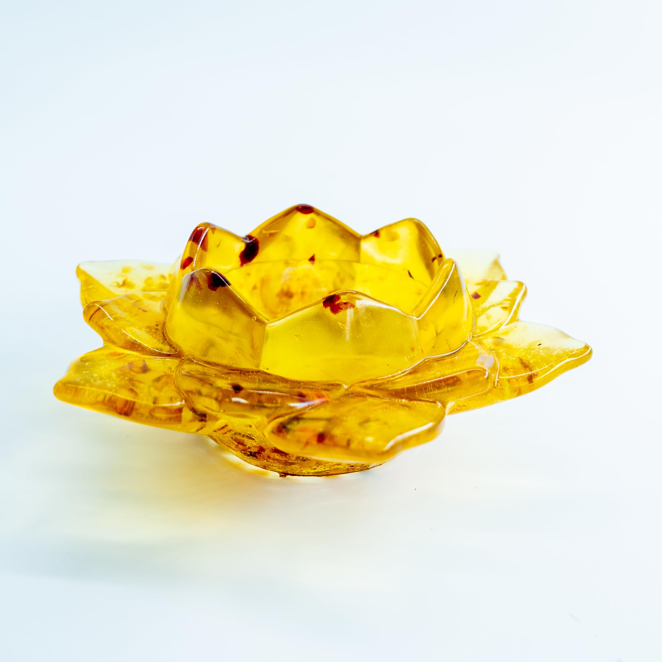 Handmade Flower Lotus Candlestick Baltic Amber Gift