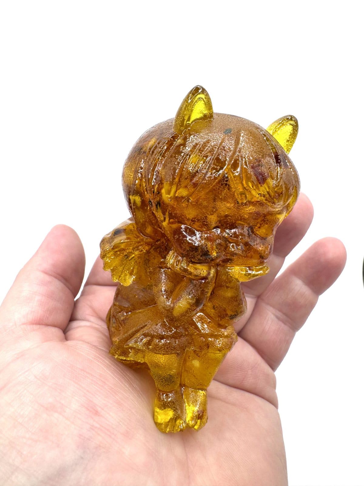 USA Handmade Charming Angel Figurine with Amber, Handcrafted Home Decor Statue, Decorative Collectible KIZIMA