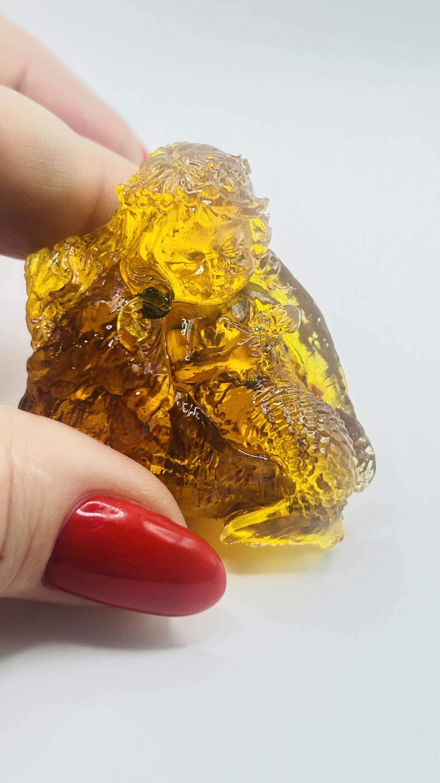 KIZIMA USA Handmade Amber Mermaid Figurine, Decorative Shell Statue