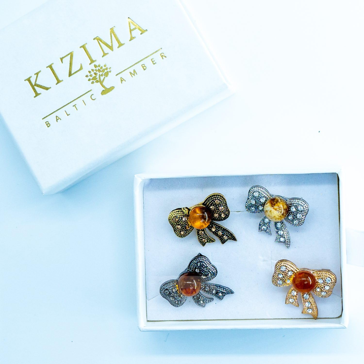 USA HANDMADE bow Brooch Amber Valentine's Day Gift KIZIMA