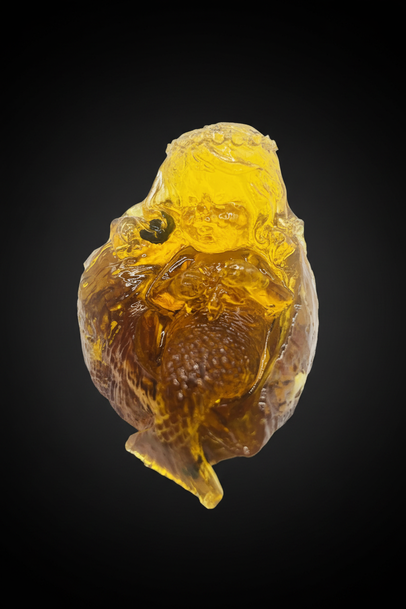 Natural Baltic amber mermaid shell figurine statue by KIZIMA® — handmade in USA, side view