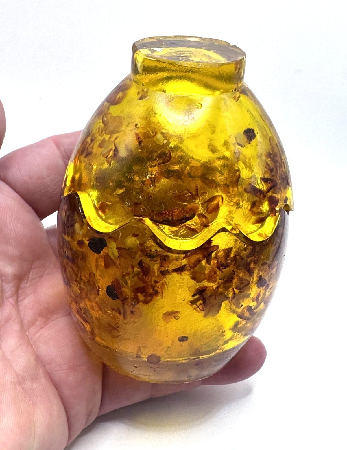 USA Handmade Amber Decorative Easter Egg, Unique Holiday Decor with Gift Box, KIZIMA