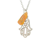 KIZIMA USA Handmade Amber Keychain Hamsa Natural Baltic Amber