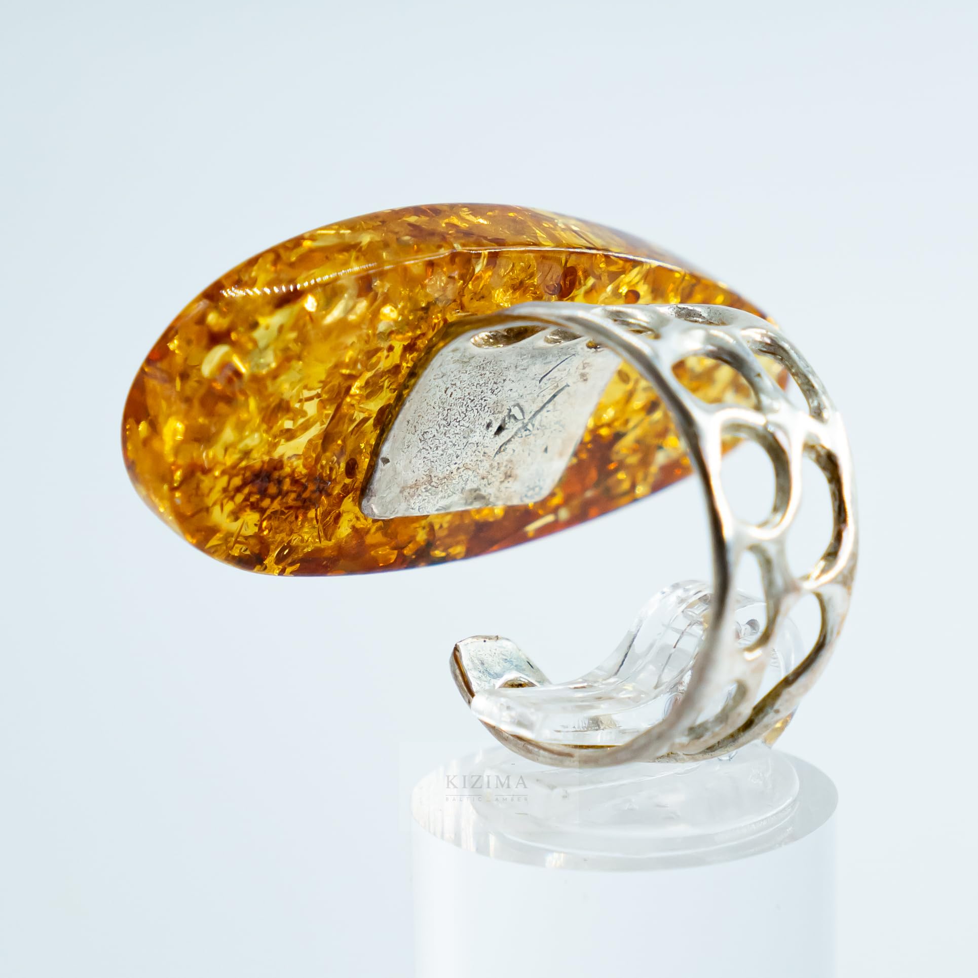 USA Ring Certified Natural Cognac Gem Amber Authors design Handmade KIZIMA