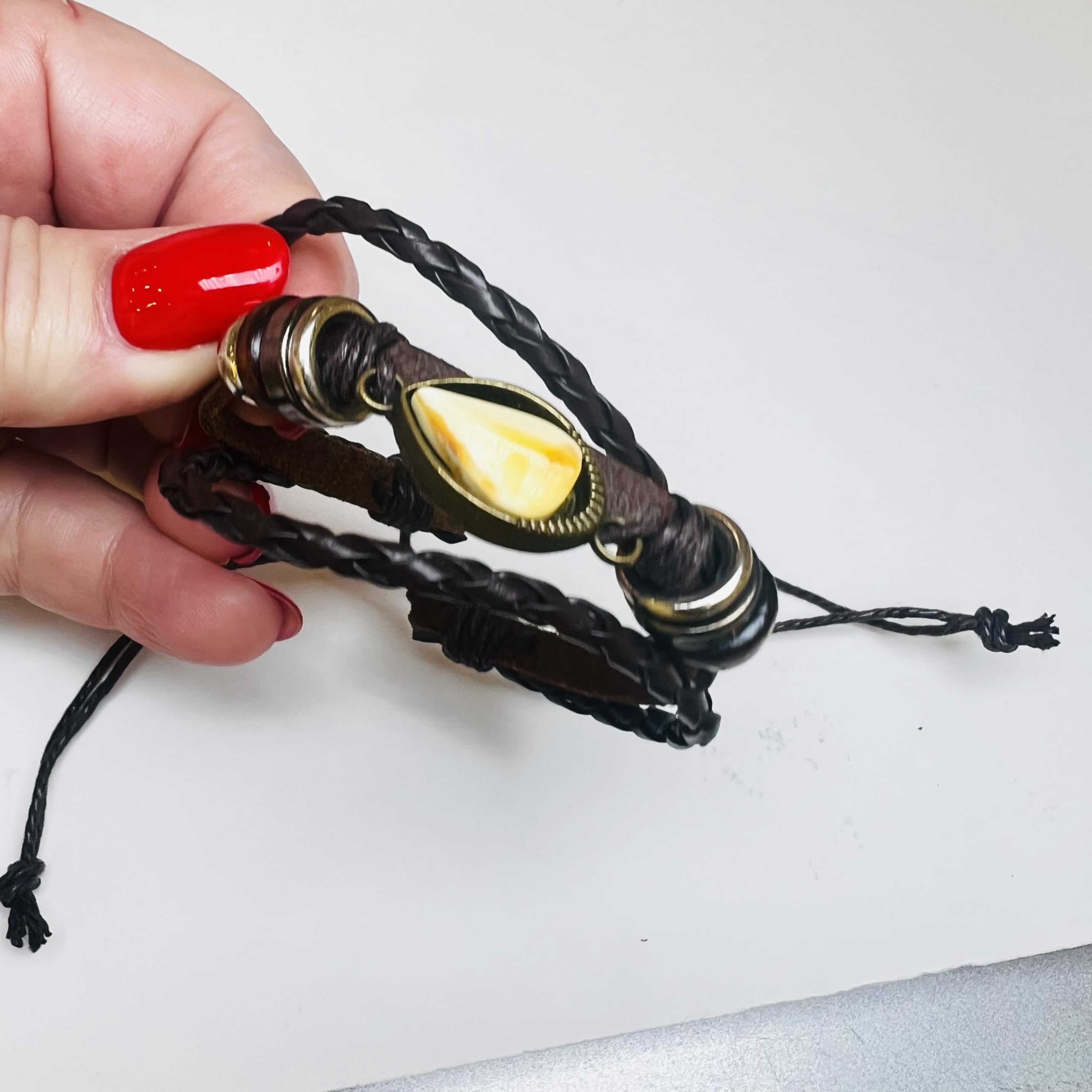 USA Handmade leather Bracelet with Baltic amber KIZIMA