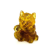 USA Handmade Amber Glass Cat Figurine, Decorative Home Accent, Collectible Cat Sculpture, KIZIMA