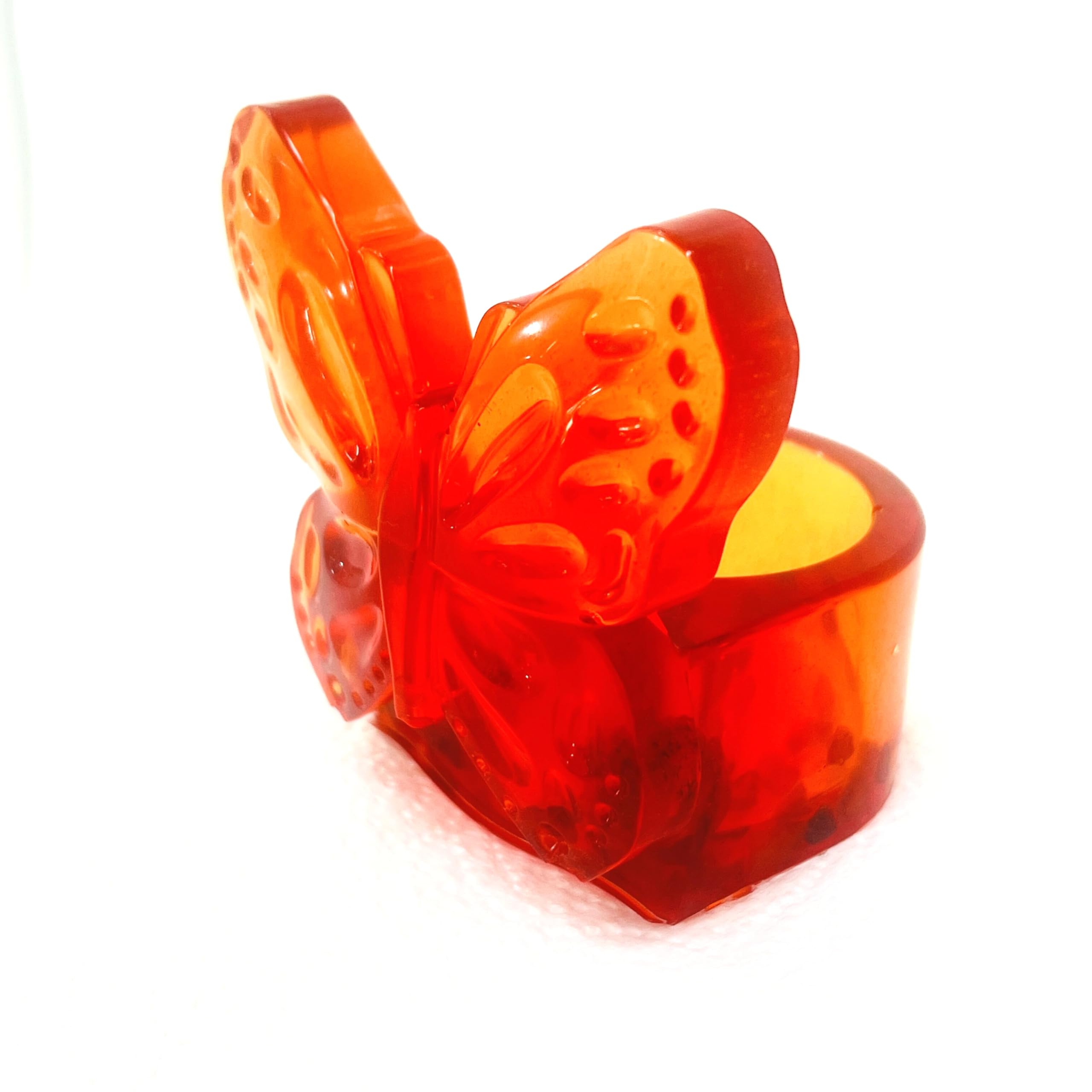 USA KIZIMA Handmade Amber Butterfly Candle Holder Tabletop Home Decor Decoration Candlestick Holiday Gift Idea Heirloom Gift Exchange Gift Idea Amber Mother's Day Gift