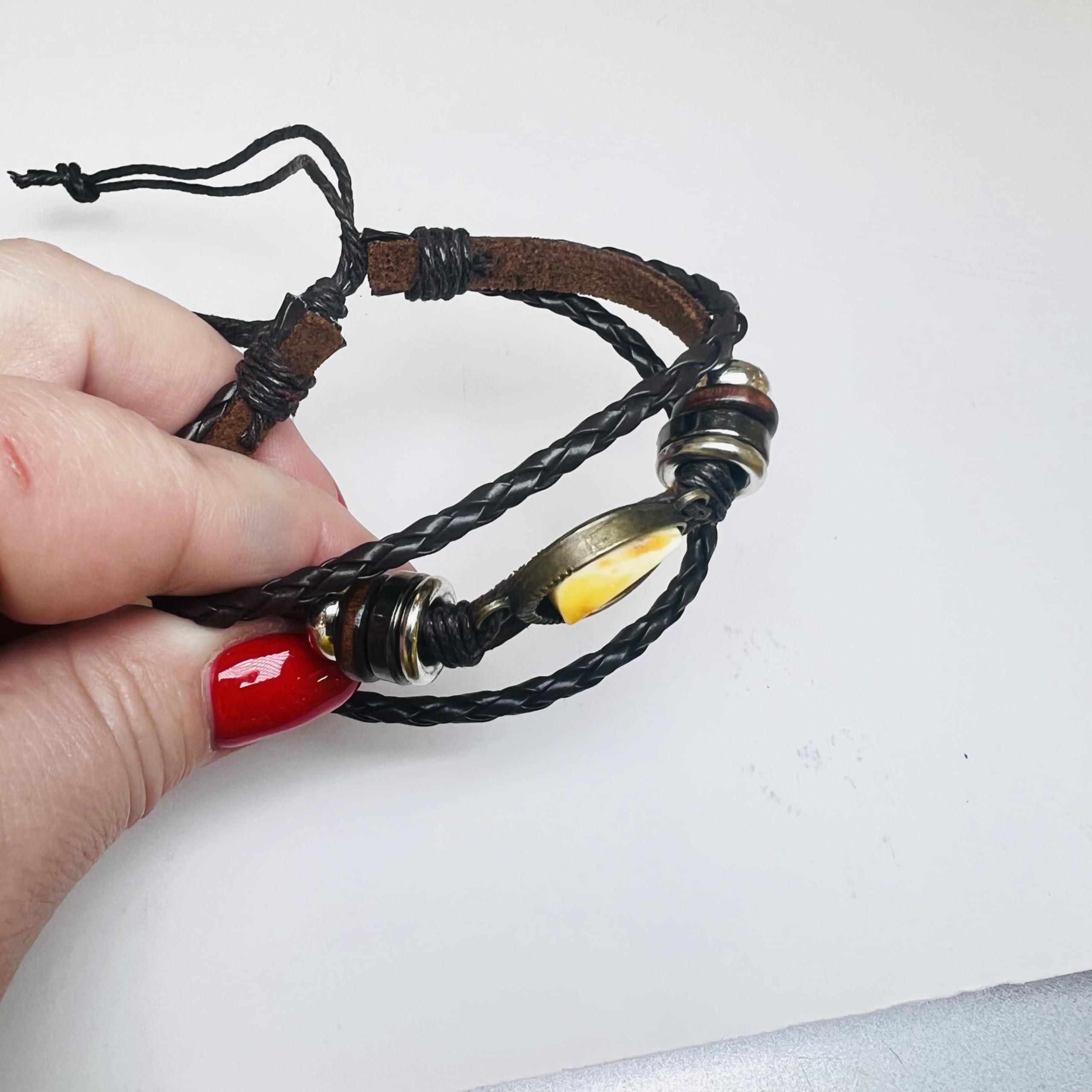 USA Handmade leather Bracelet with Baltic amber KIZIMA