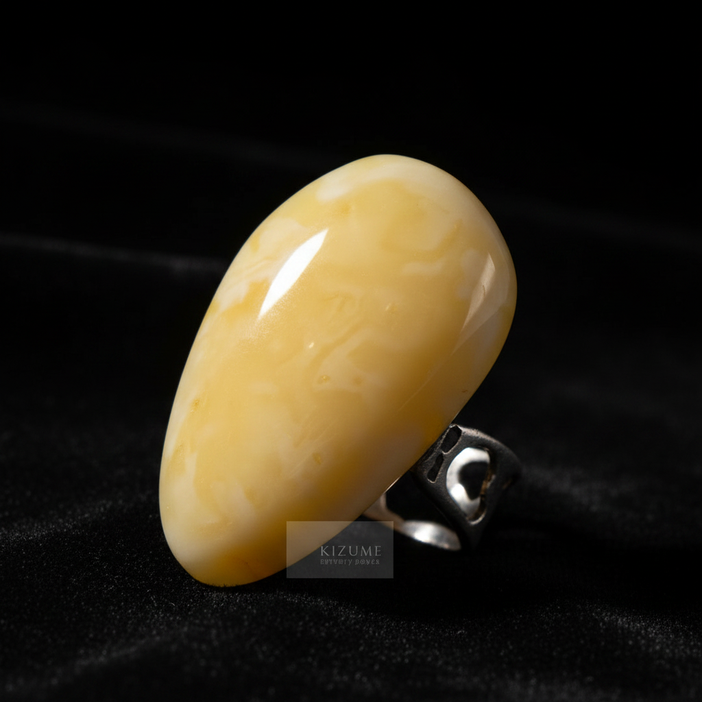 Certified gold amber ring by KIZIMA® — handmade in USA, additional view