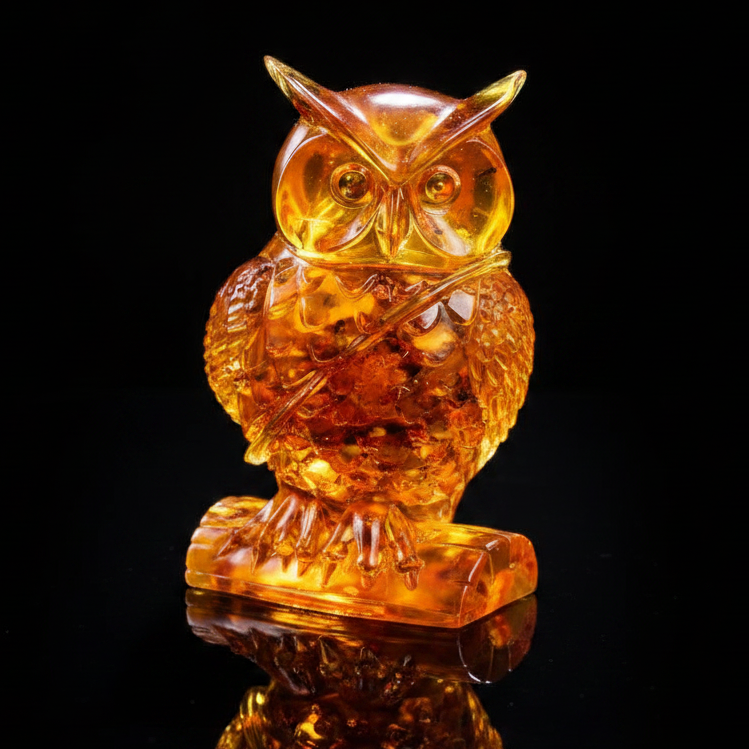 Owl Statue Baltic Amber Figurine — Made in USA | KIZIMA®