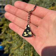 Natural Baltic amber dark triangle keychain, luck, by KIZIMA® — handmade in USA, front view