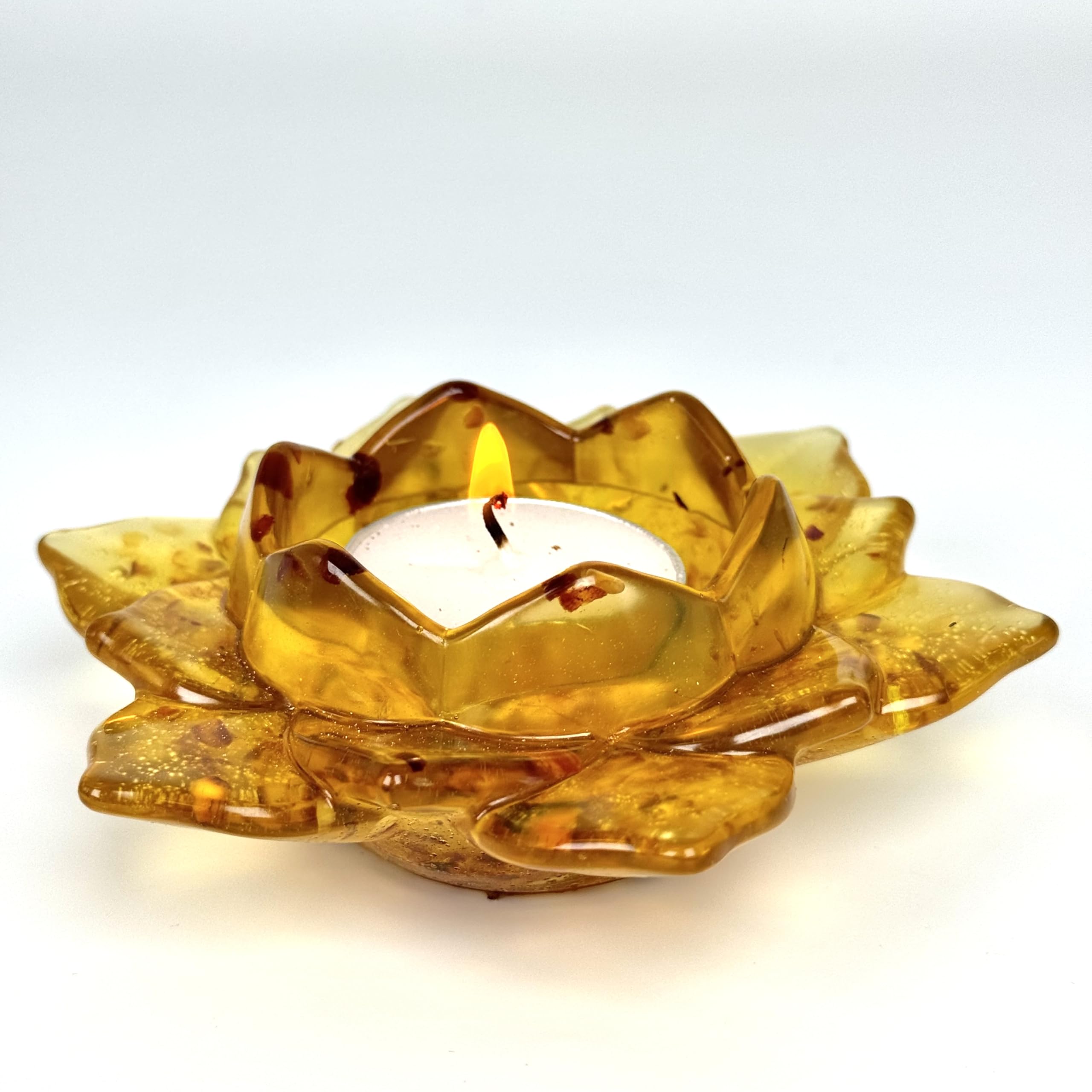 Handmade Flower Lotus Candlestick Baltic Amber Gift