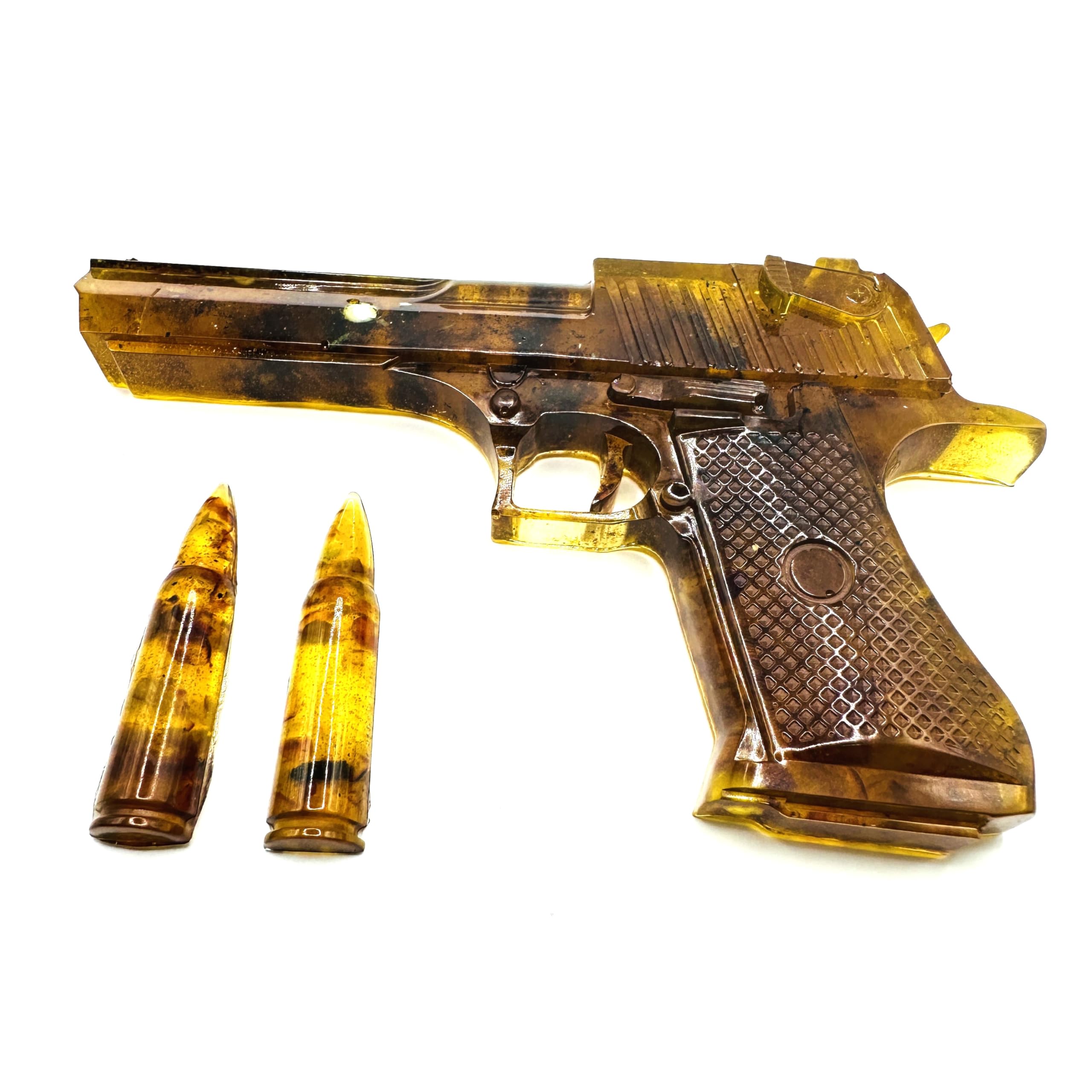 USA Handmade Baltic Amber Gun Figurine, Decorative Home Accent, Collectible Art Piece, KIZIMA