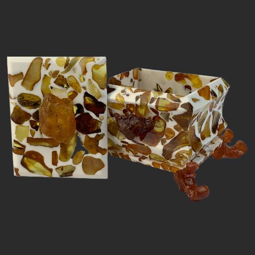 USA Handmade Jewelry Box Natural Baltic Amber KIZIMA