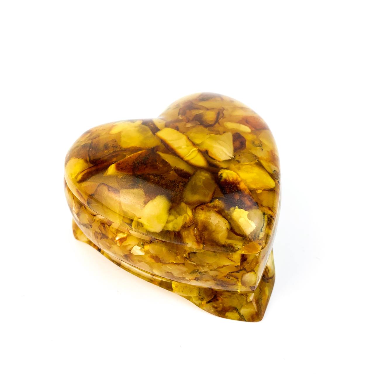 USA Handmade Heart Shaped Box Natural Baltic Amber KIZIMA