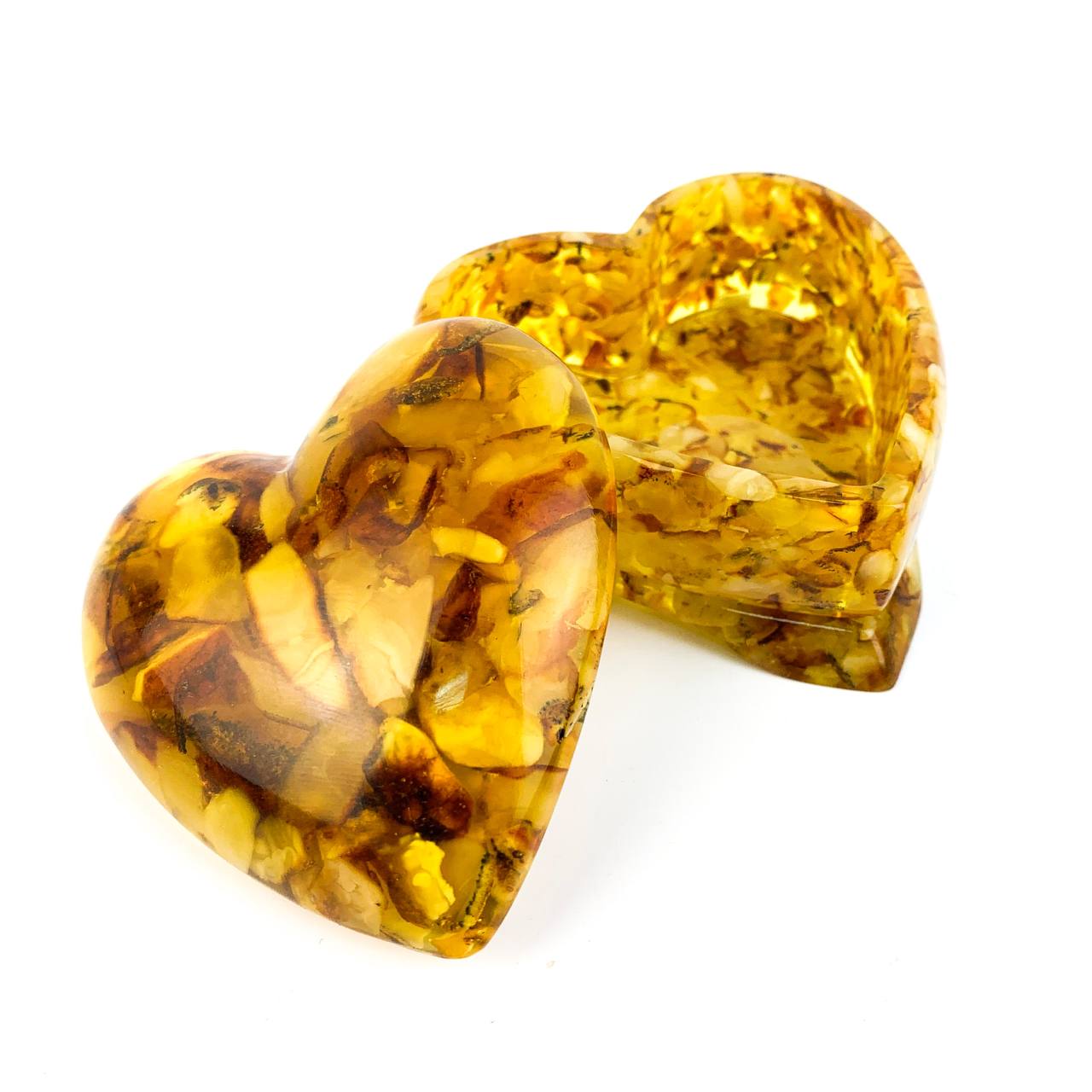 USA Handmade Heart Shaped Box Natural Baltic Amber KIZIMA