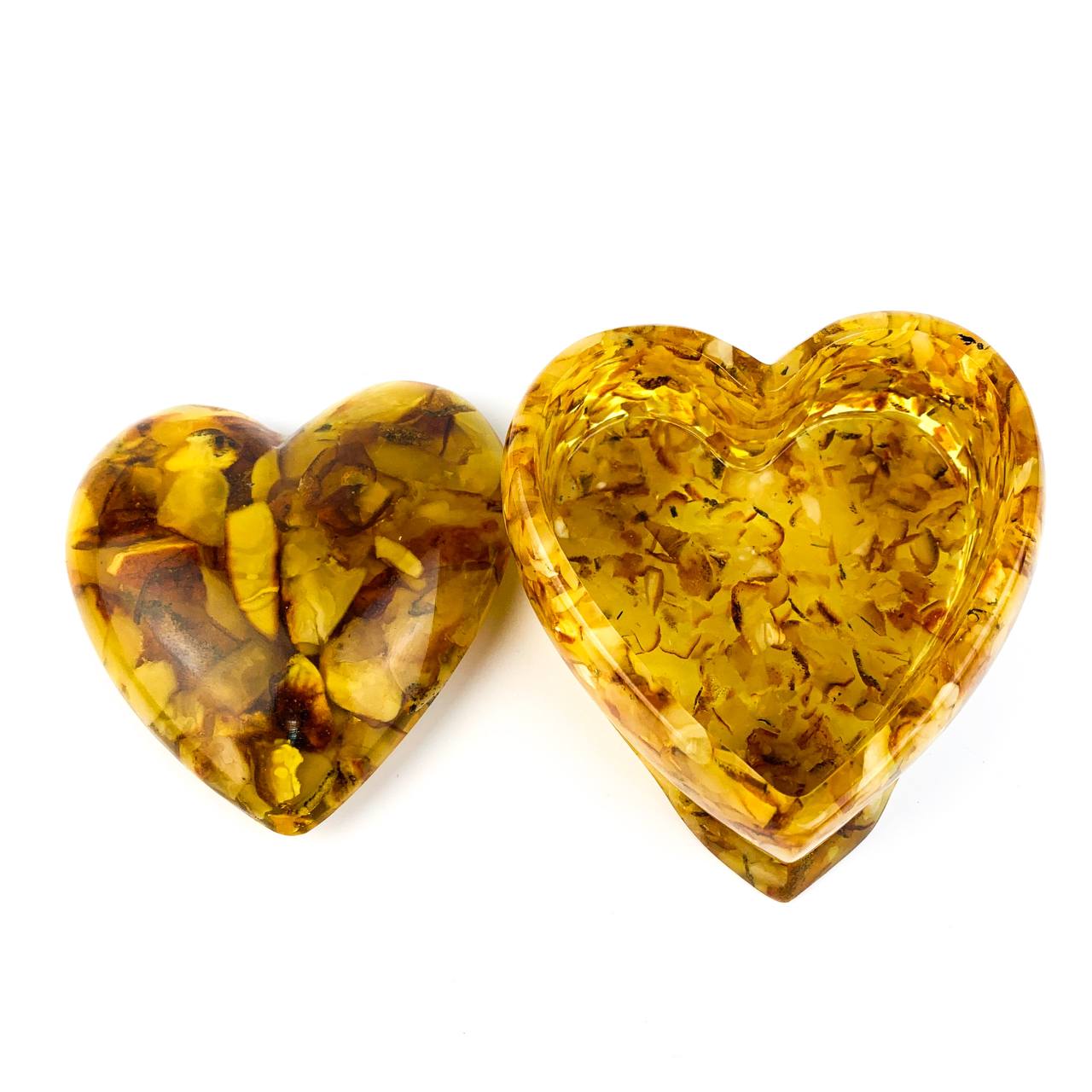USA Handmade Heart Shaped Box Natural Baltic Amber KIZIMA