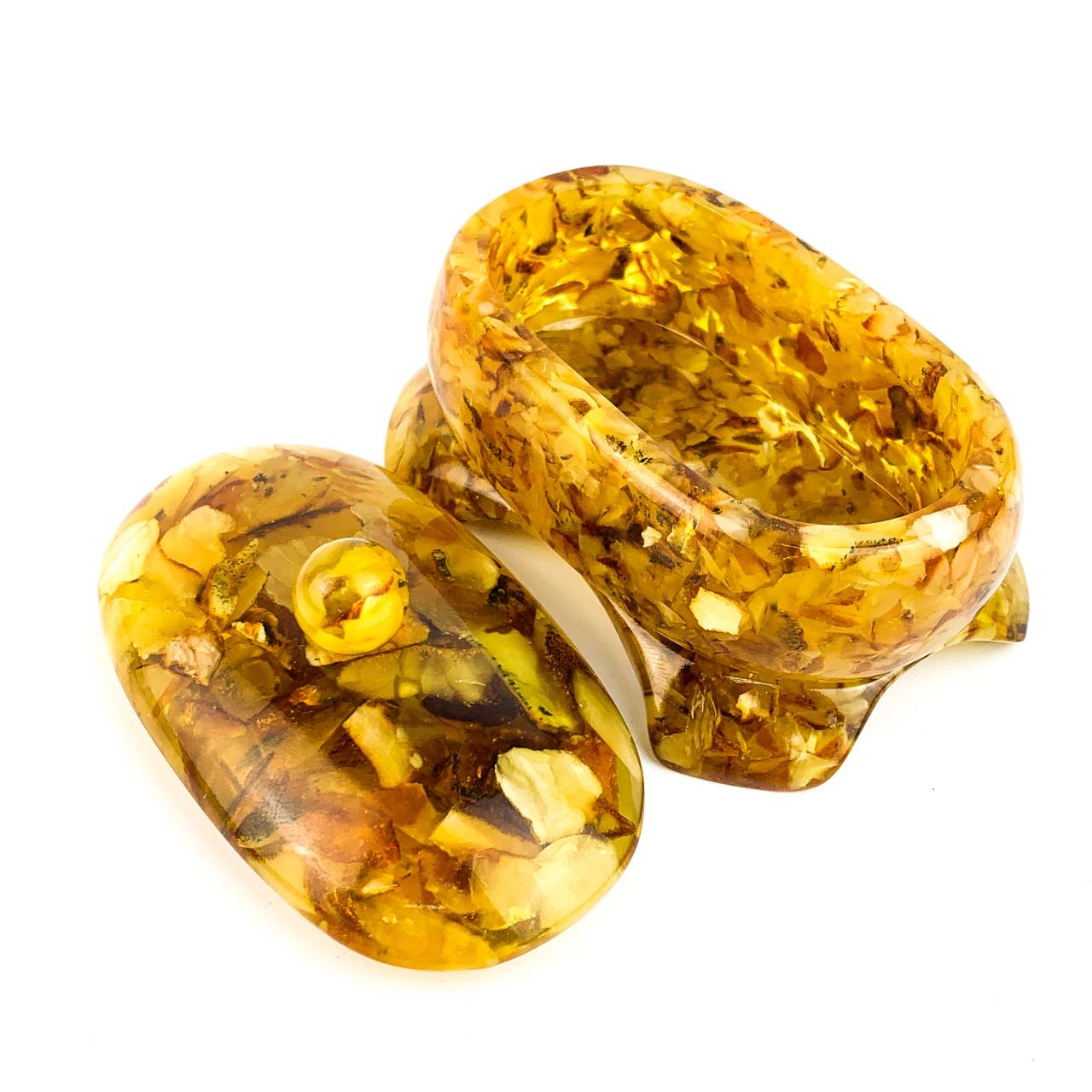 Handmade Baltic Amber Jewelry Box | Unique Amber Trinket Box | Luxury Gift for Her | Natural Amber Keepsake Box | KIZIMA USA