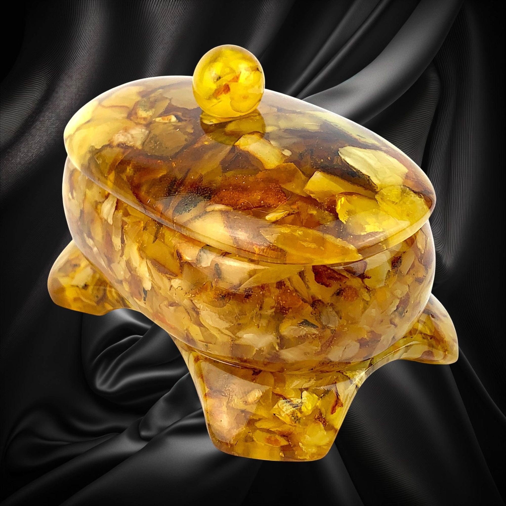 Handmade Baltic Amber Jewelry Box | Unique Amber Trinket Box | Luxury Gift for Her | Natural Amber Keepsake Box | KIZIMA USA