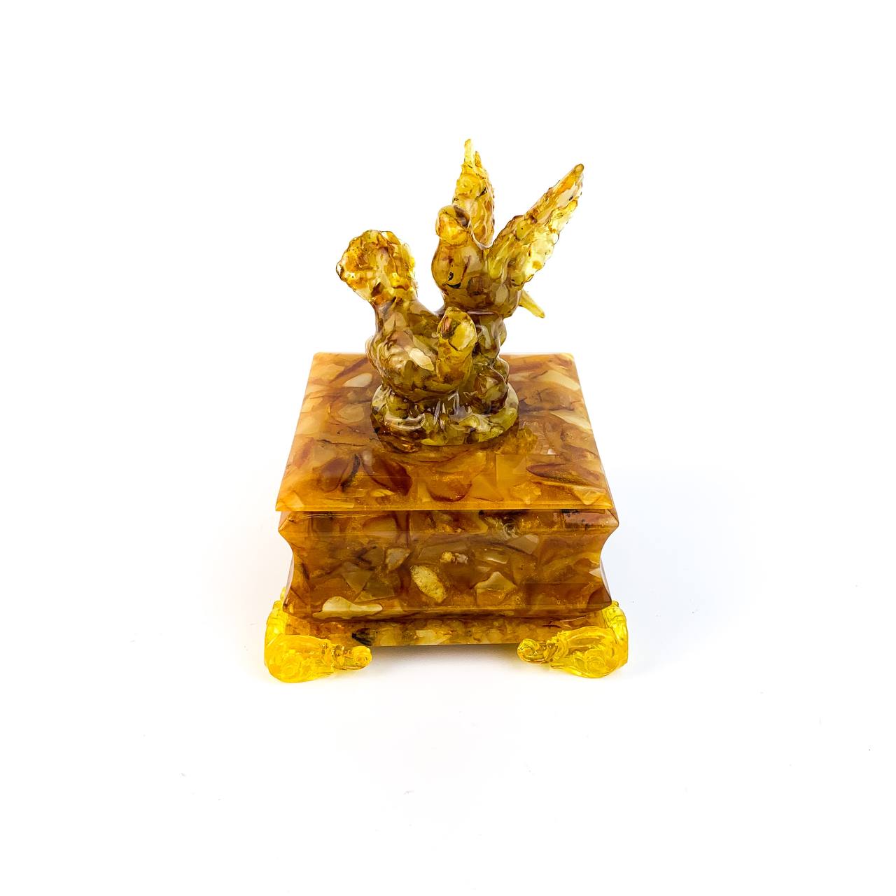 USA Handmade Box-Doves Pigeon NATURAL Baltic Amber for jewelry KIZIMA