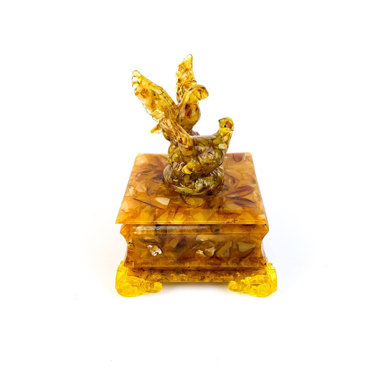 USA Handmade Box-Doves Pigeon NATURAL Baltic Amber for jewelry KIZIMA