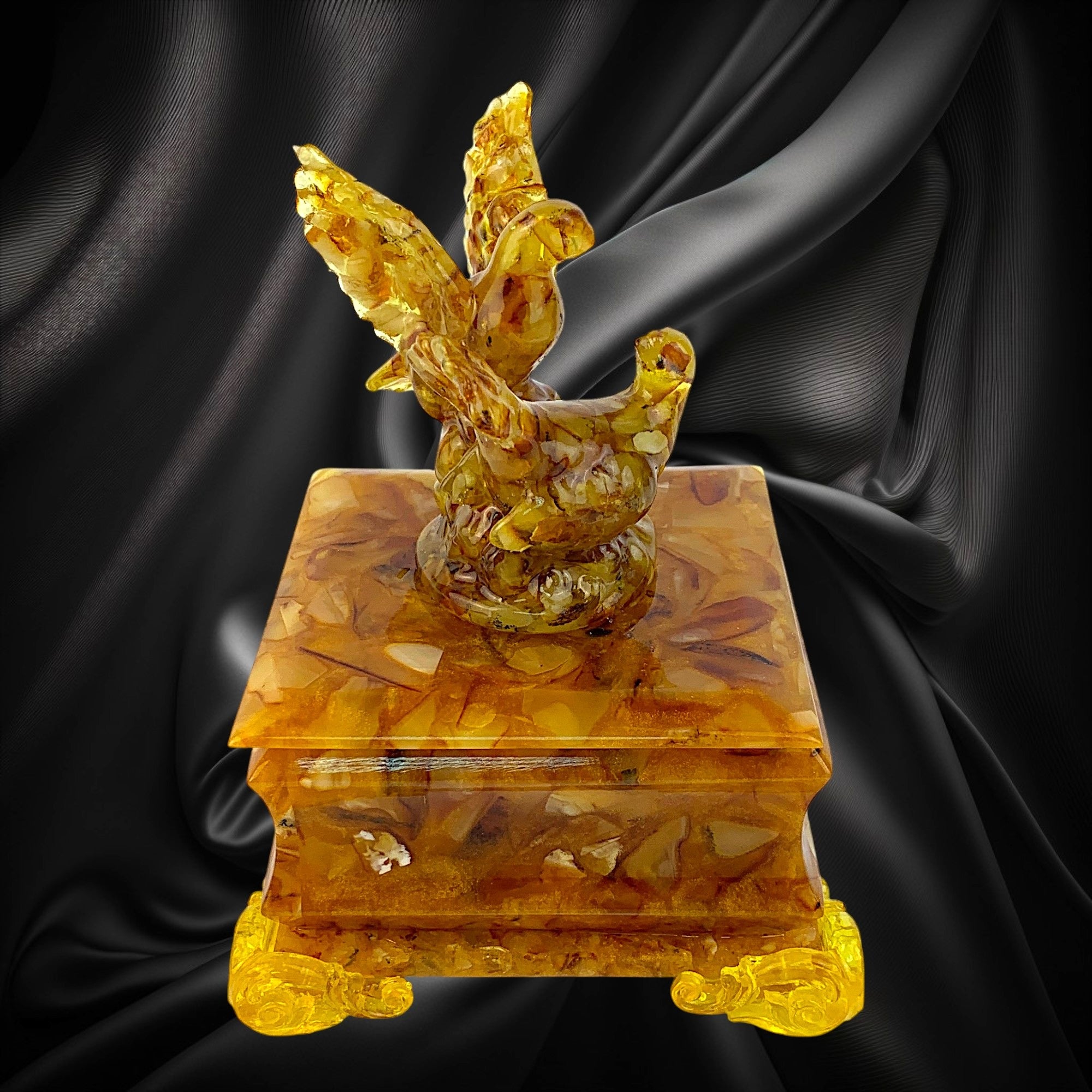 USA Handmade Box-Doves Pigeon NATURAL Baltic Amber for jewelry KIZIMA