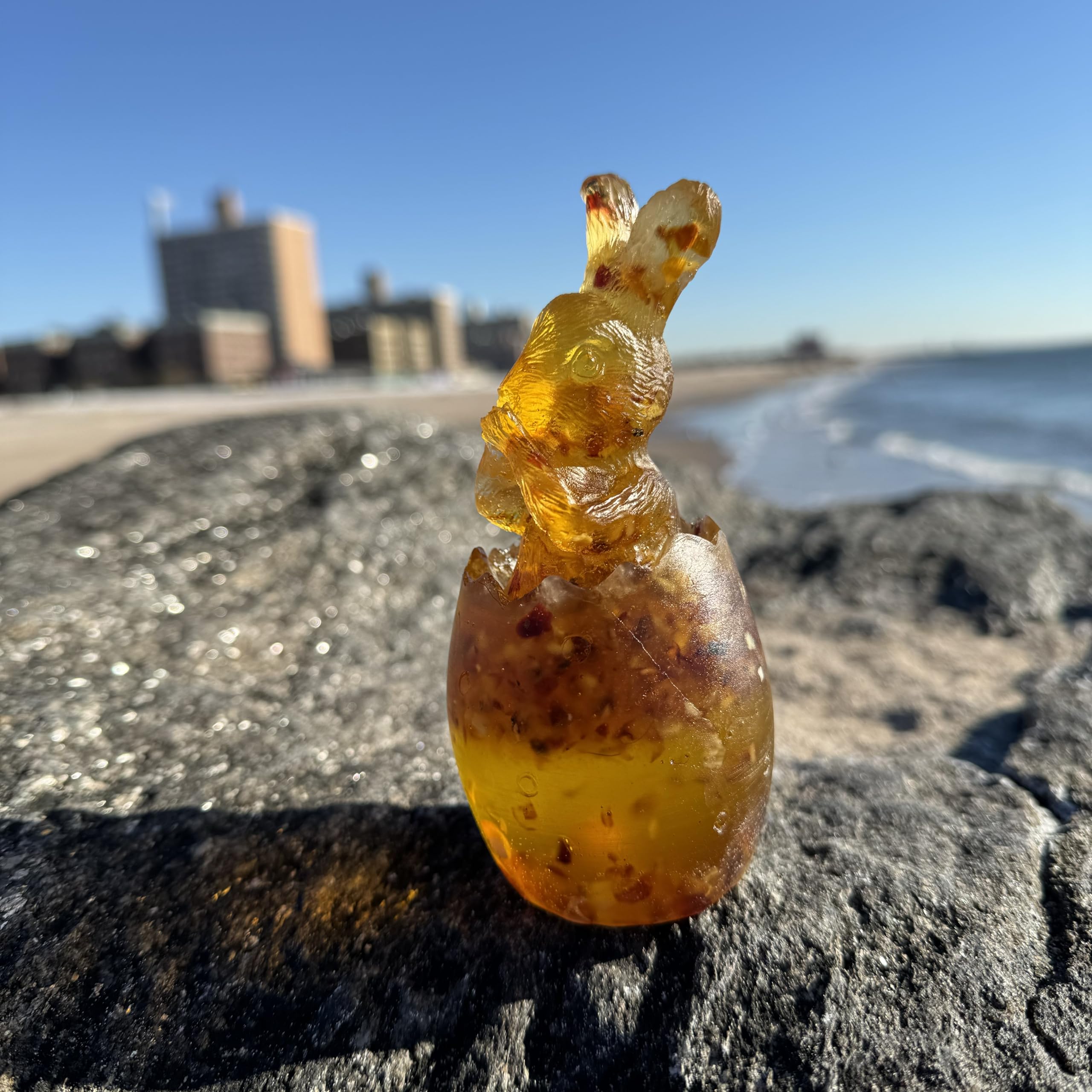 KIZIMA USA Handmade Bunny Home Decor Baltic Amber Rabbit