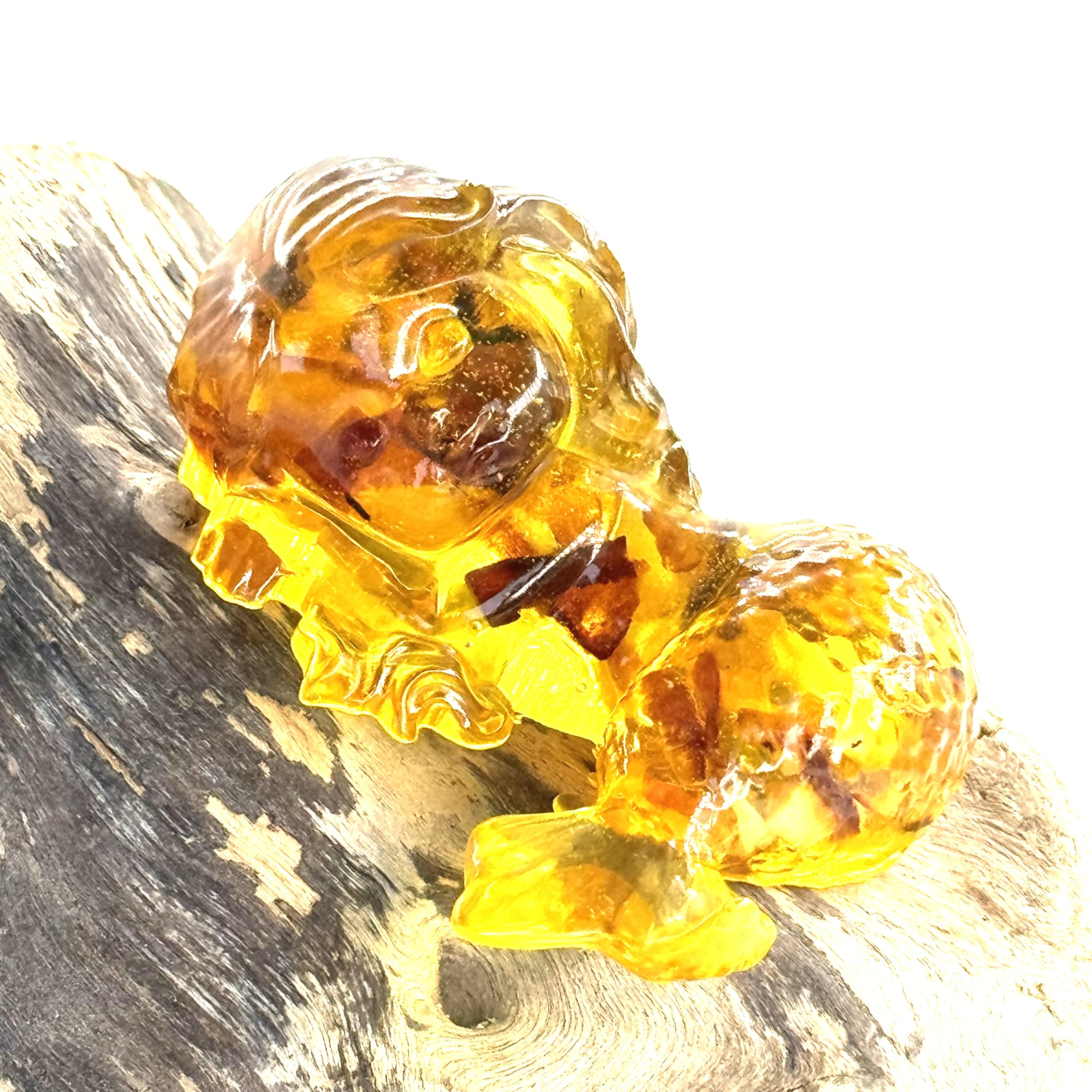 USA Handmade Amber Mermaid Figurine, 2.2 x 2.8 x 1.5 inches, Collectible Art Piece, KIZIMA
