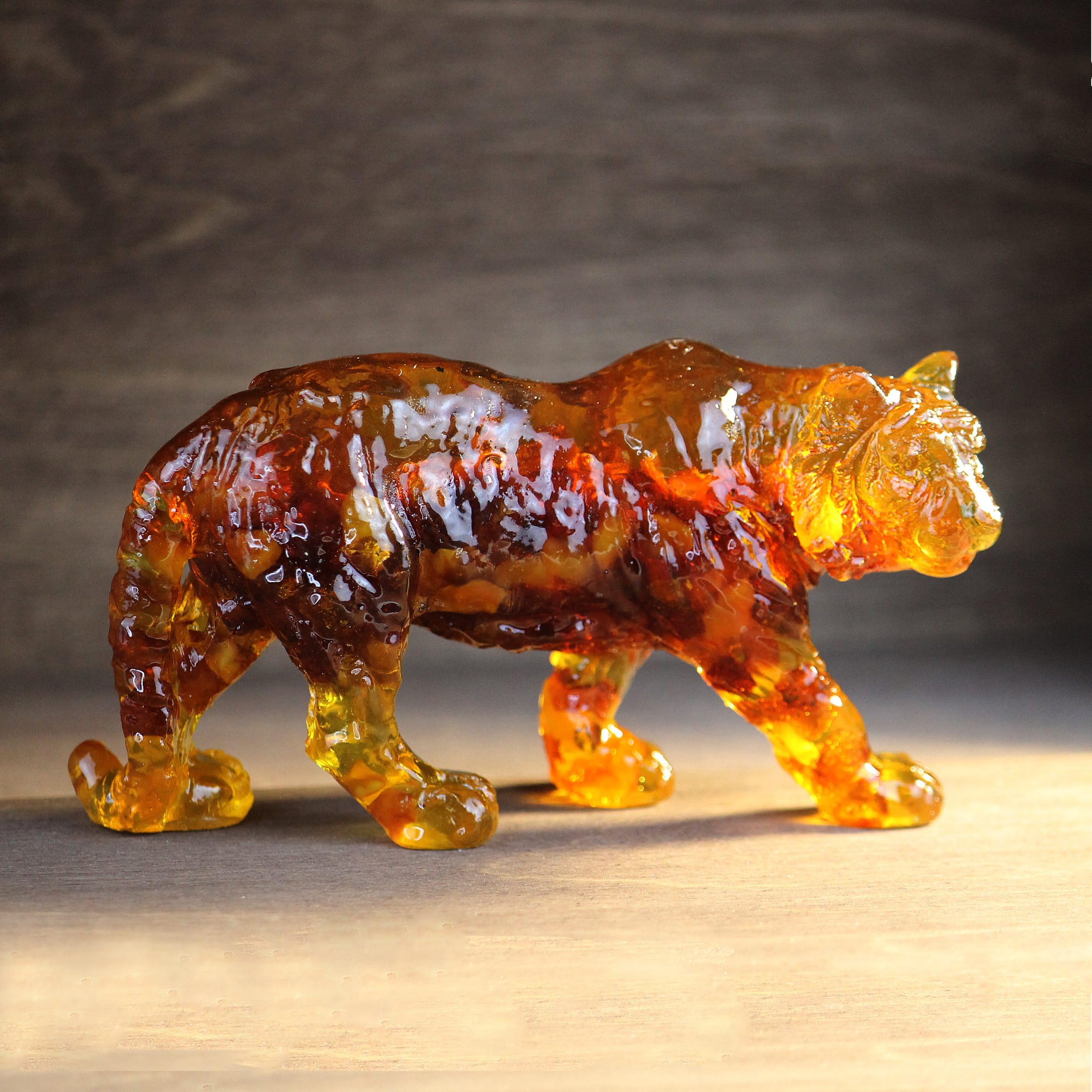 USA Handmade Souvenir Tiger Baltic Amber KIZIMA