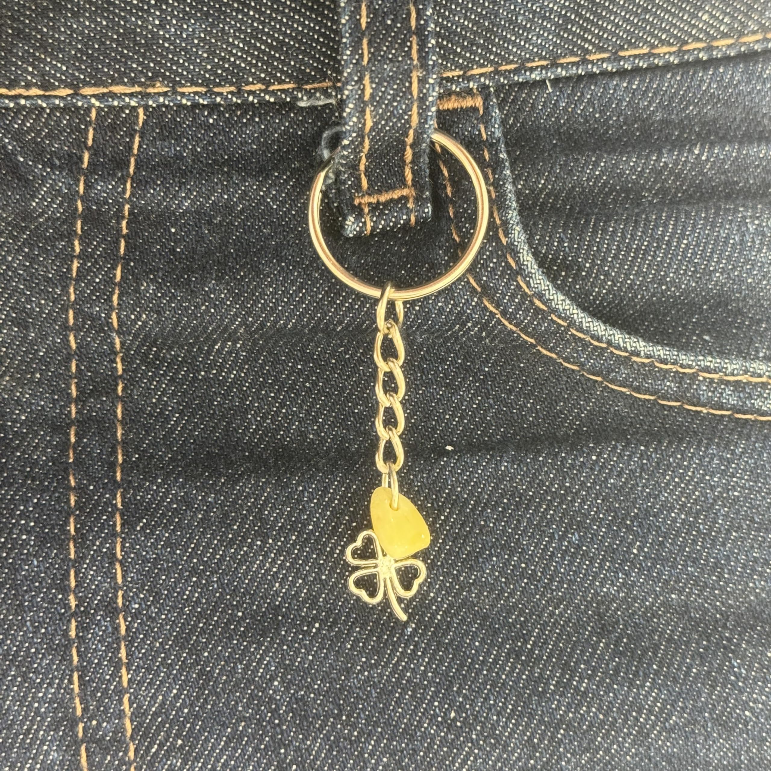 KIZIMA USA Handmade Keychain Clover Baltic Amber Accessories For Good Luck Prosperity And Safety Gift For Him Gift For Her