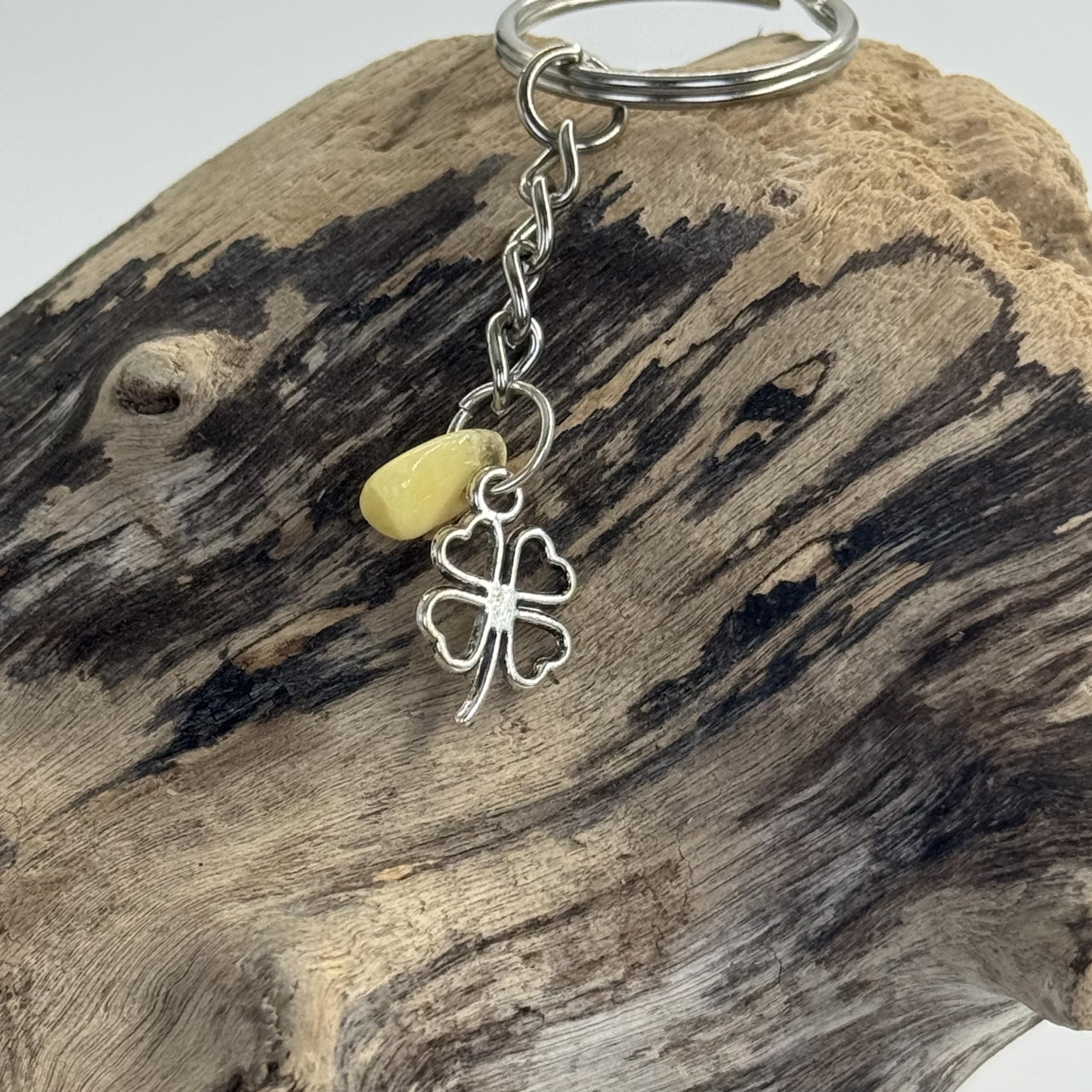 KIZIMA USA Handmade Keychain Clover Baltic Amber Accessories For Good Luck Prosperity And Safety Gift For Him Gift For Her