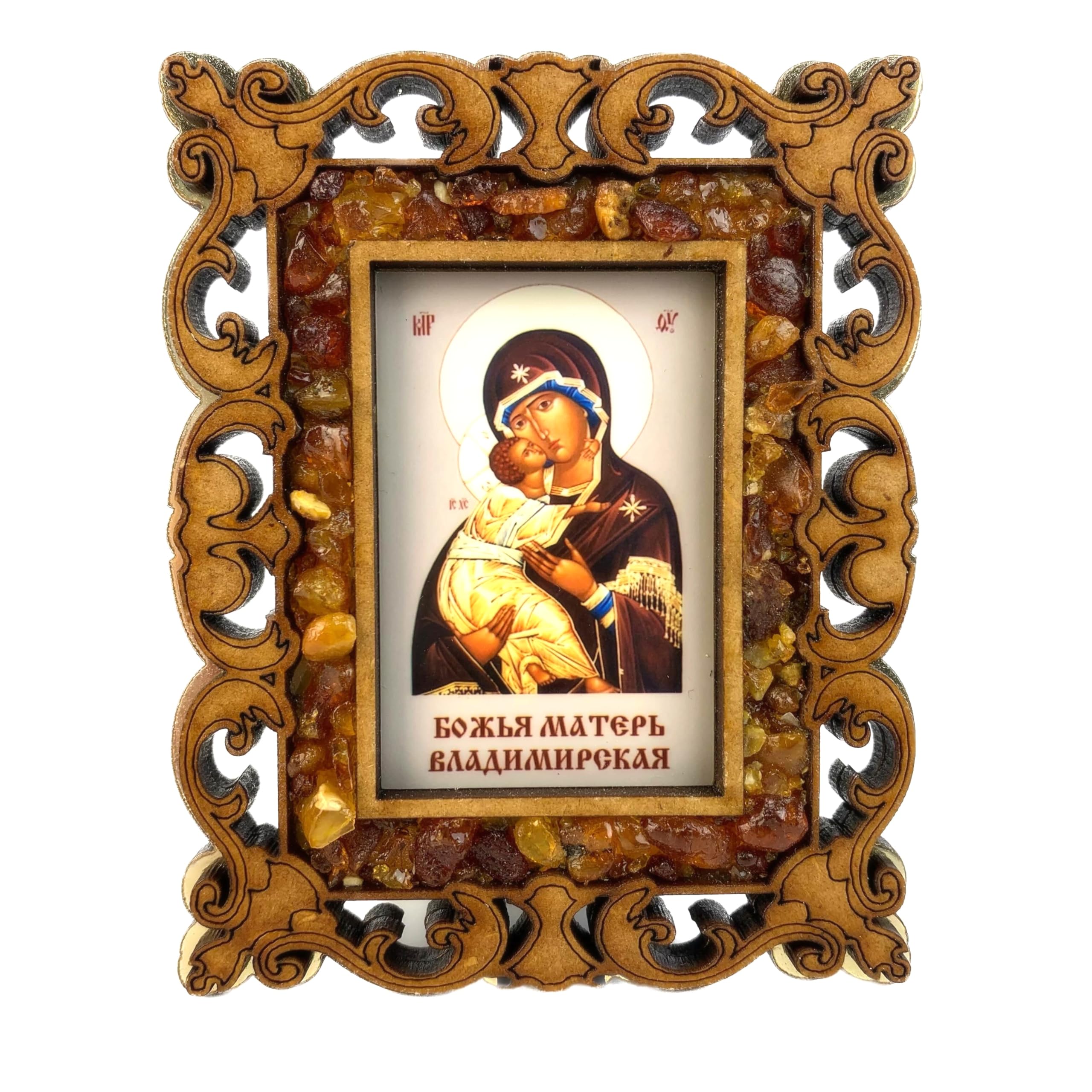USA KIZIMA HANDMADE Mother of God of Vladimir Baltic amber