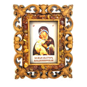 USA KIZIMA HANDMADE Mother of God of Vladimir Baltic amber