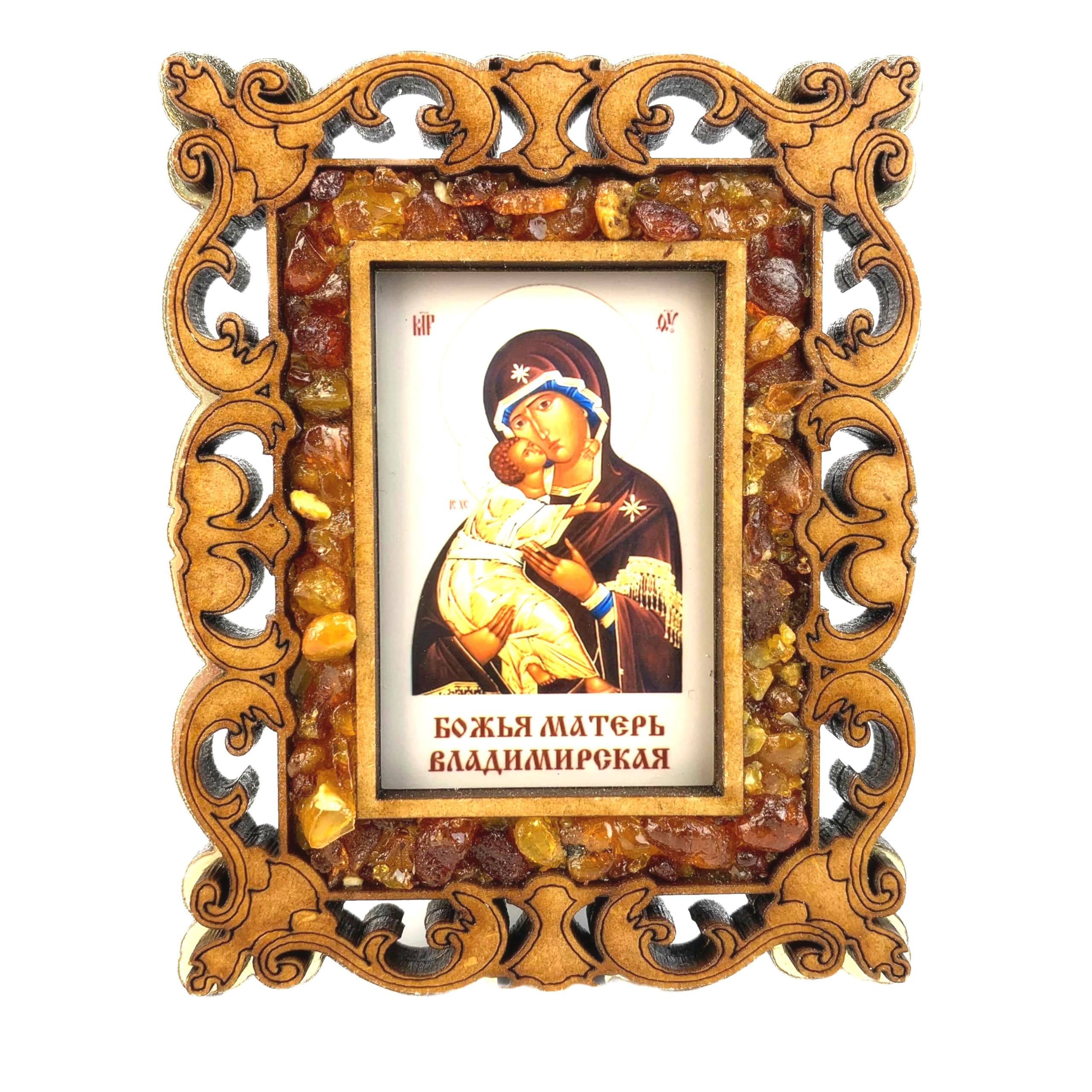 USA KIZIMA HANDMADE Mother of God of Vladimir Baltic amber