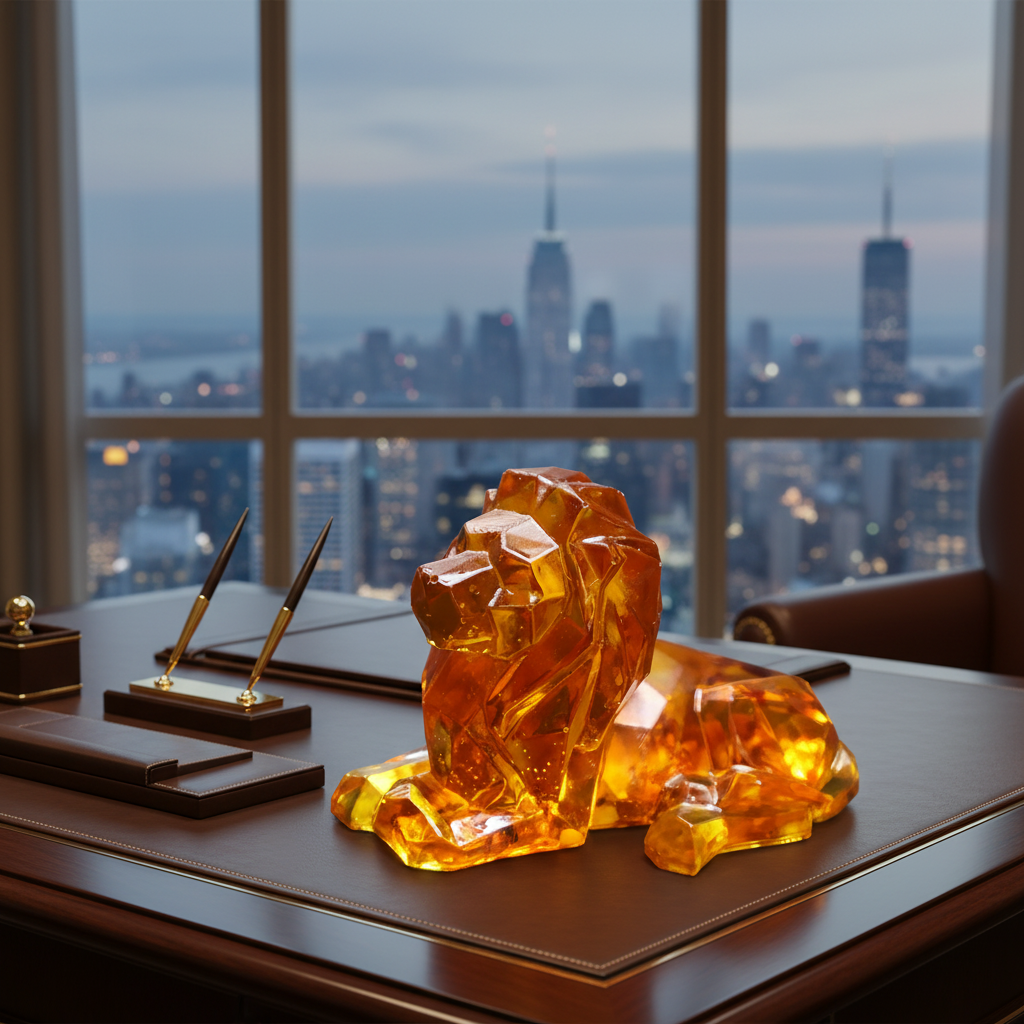 Leo Zodiac Lion Baltic Amber Figurine — Made in USA | KIZIMA®
